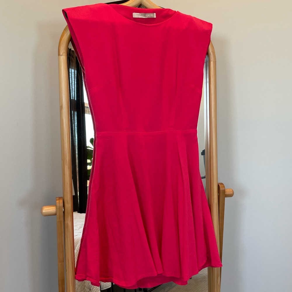 Forever 21 pink scallop cross open back dress